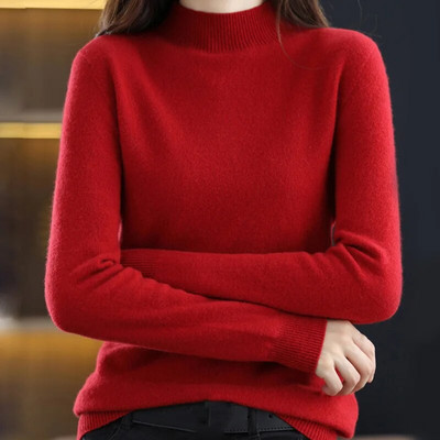 Sieviešu rudens džemperis ar garām piedurknēm, 100% merino vilnas džemperis, silts kašmira džemperis, šūti trikotāžas džemperi