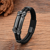 Goth Rock nerūsējošā tērauda panks vīrietis rokassprādze skelets galvaskauss smago metālu aksesuāri dizains ādas aproces vīriešiem vasaras rotaslietas