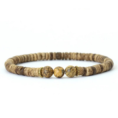 Nova narukvica od perli od prirodnog drva Homme Minimalist 5 mm Narukvica od kokosove ljuske Muški dodaci Lava Tiger Eyes Stone Narukvica Pulseira