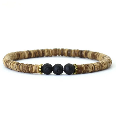 Nova narukvica od perli od prirodnog drva Homme Minimalist 5 mm Narukvica od kokosove ljuske Muški dodaci Lava Tiger Eyes Stone Narukvica Pulseira