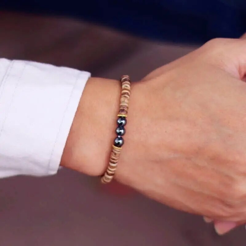 Nova narukvica od perli od prirodnog drva Homme Minimalist 5 mm Narukvica od kokosove ljuske Muški dodaci Lava Tiger Eyes Stone Narukvica Pulseira