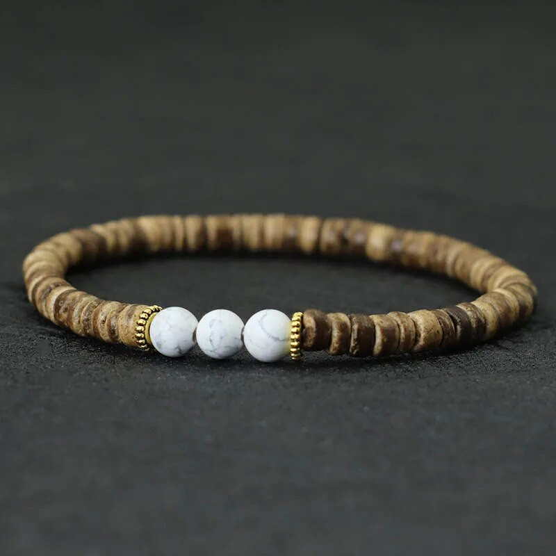 Nova narukvica od perli od prirodnog drva Homme Minimalist 5 mm Narukvica od kokosove ljuske Muški dodaci Lava Tiger Eyes Stone Narukvica Pulseira