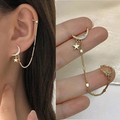 1 tk New Arrival Punk võlts augustamine kõhre klamber kõrvarõngastega kõrvamanseti väike ristrõngas kõrvarõngad kettnaastudega ühe kõrvaga