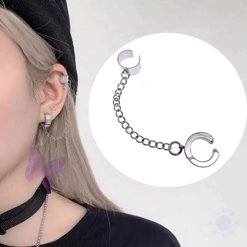 1 tk New Arrival Punk võlts augustamine kõhre klamber kõrvarõngastega kõrvamanseti väike ristrõngas kõrvarõngad kettnaastudega ühe kõrvaga