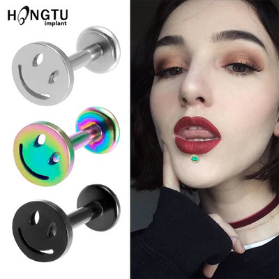 1vnt plieninis šypsenos lūpų vėrimo smaigalys Helix Labret auskarų vėrimo smeigtukas unisex ausies tragus žiedas vidinis ausų kremzlės auskaras 16g