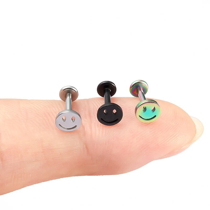 1 tk terasest naeratuse huule läbistav kõrvarõngas Helix Labret augustamine unisex kõrva traguse rõngas sisemine kõrva kõhre augustamine kõrvarõngas 16G