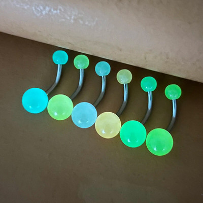 6gab Gaismas mirdzums tumsā mēles gredzeni Stud Nipple Piercing Barbell Bar Akrila skrimšļa auskars Helix ķermeņa rotaslietas 14G