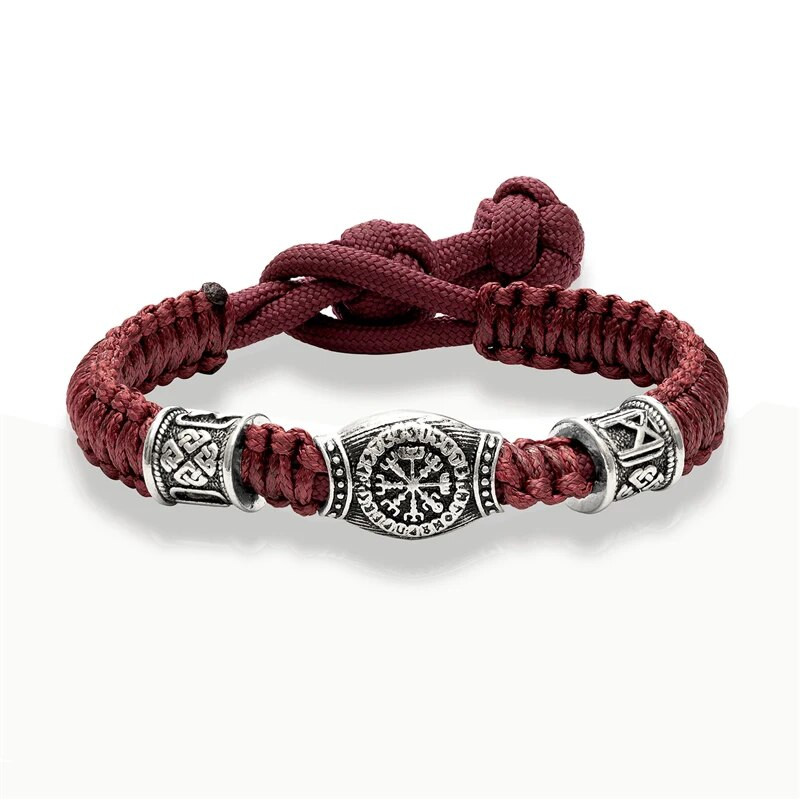 MKENDN Brățară de supraviețuire cu mărgele de mărgele rune vikinge de epocă Norse Viking Brățară de supraviețuire pentru bărbați, femei, lucrată manual, brățară reglabilă, bijuterii Paracord