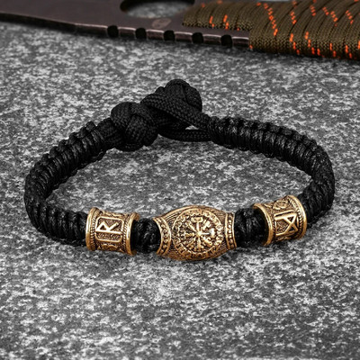 Norvēģijas rūnas Kompass Paracord Virve Rokassprādzes Vīriešu Antikvariāts Bronzas Izdzīvošanas Štropes Rokassiksnas Vikingi Amulets Šarms Roku darbs Rotaslietas