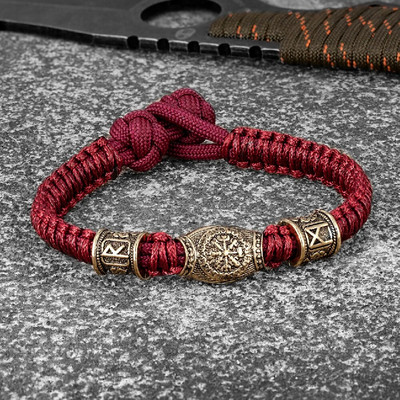 Norvēģijas rūnas Kompass Paracord Virve Rokassprādzes Vīriešu Antikvariāts Bronzas Izdzīvošanas Štropes Rokassiksnas Vikingi Amulets Šarms Roku darbs Rotaslietas