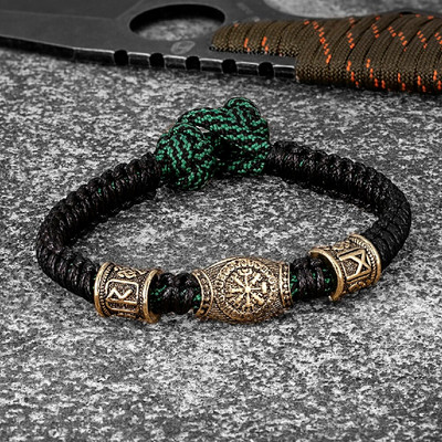 Norvēģijas rūnas Kompass Paracord Virve Rokassprādzes Vīriešu Antikvariāts Bronzas Izdzīvošanas Štropes Rokassiksnas Vikingi Amulets Šarms Roku darbs Rotaslietas