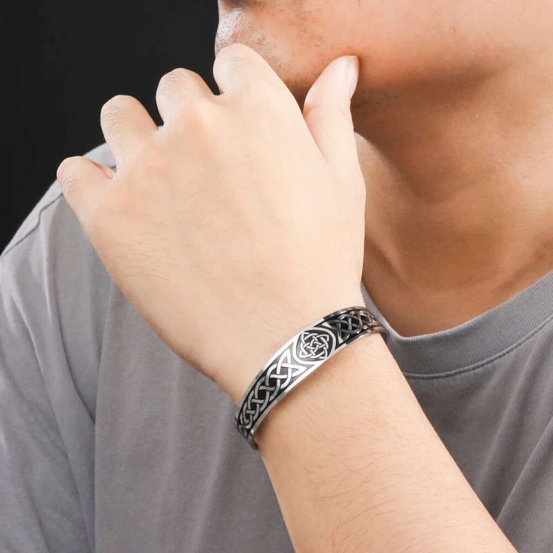 Minu kuju Triskel Sümbol Viking Mansett Käevõru meestele Celtics Knot Ireland Valknut Roostevabast terasest Käevõru Vintage Põhjamaade Ehted