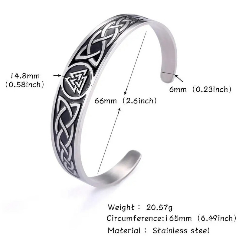 Minu kuju Triskel Sümbol Viking Mansett Käevõru meestele Celtics Knot Ireland Valknut Roostevabast terasest Käevõru Vintage Põhjamaade Ehted