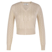 GRACE KARIN Sieviešu apgriezts jakas V veida kakla izgriezums, poga uz leju, atvērta priekšpusē, rievota trikotāža paraustīt plecus Viegli trikotāžas topi Džemperis A30