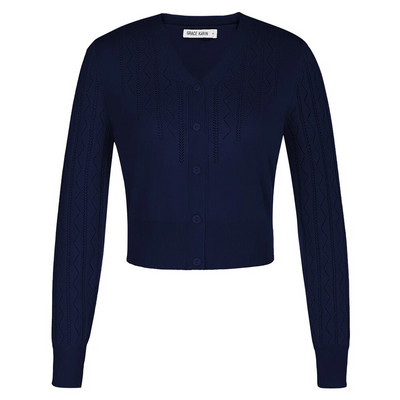 GRACE KARIN Sieviešu apgriezts jakas V veida kakla izgriezums, poga uz leju, atvērta priekšpusē, rievota trikotāža paraustīt plecus Viegli trikotāžas topi Džemperis A30