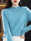 Jauns šiks rudens ziemas 100% merino vilnas džemperis sievietēm ar dobu kakla izgriezumu kašmira trikotāžas sieviešu pamata apģērbu tops