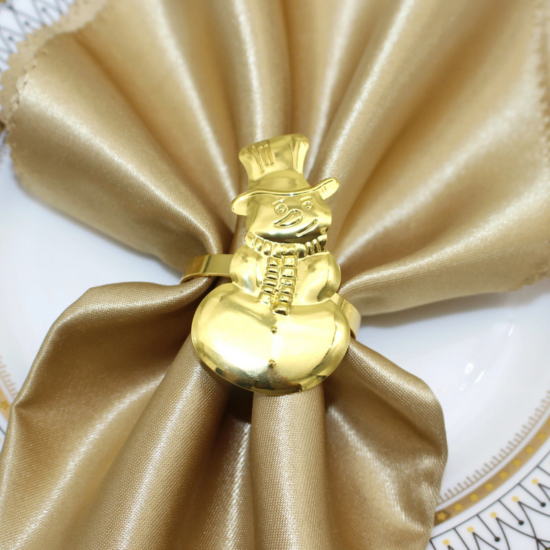 6Gb Ziemassvētku tēmas salvešu gredzens zelta metāla Ziemassvētku sniegpārsla aļņa sniegavīrs salvešu turētājs Jaungada kāzu ballītei Ziemassvētku dekors