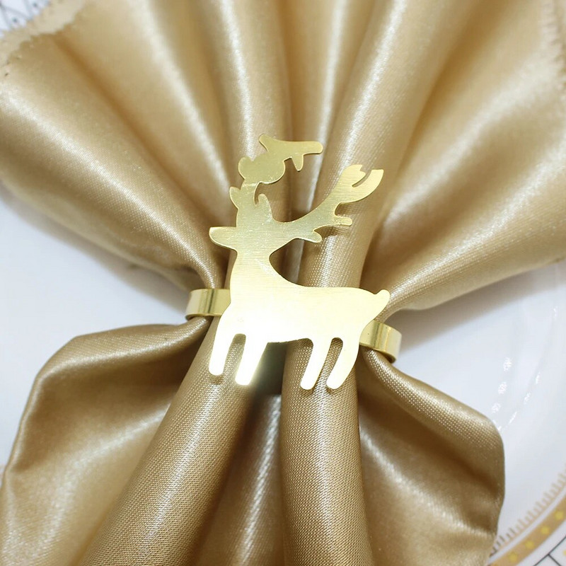 6Gb Ziemassvētku tēmas salvešu gredzens zelta metāla Ziemassvētku sniegpārsla aļņa sniegavīrs salvešu turētājs Jaungada kāzu ballītei Ziemassvētku dekors