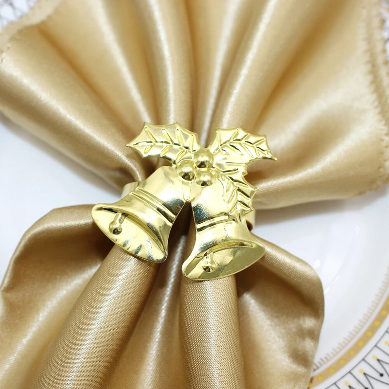 6Gb Ziemassvētku tēmas salvešu gredzens zelta metāla Ziemassvētku sniegpārsla aļņa sniegavīrs salvešu turētājs Jaungada kāzu ballītei Ziemassvētku dekors