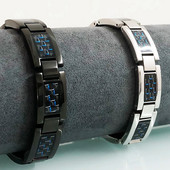 Germanium Energy Health Care Bio Vīriešu magnētiskās rokassprādzes zilas oglekļa šķiedras titāna tērauda ķēde Man Homme aproču rotaslietas