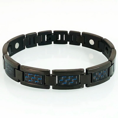 Germanium Energy Health Care Bio Vīriešu magnētiskās rokassprādzes zilas oglekļa šķiedras titāna tērauda ķēde Man Homme aproču rotaslietas