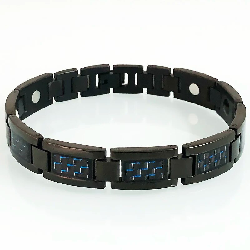 Germanium Energy Health Care Bio Vīriešu magnētiskās rokassprādzes zilas oglekļa šķiedras titāna tērauda ķēde Man Homme aproču rotaslietas