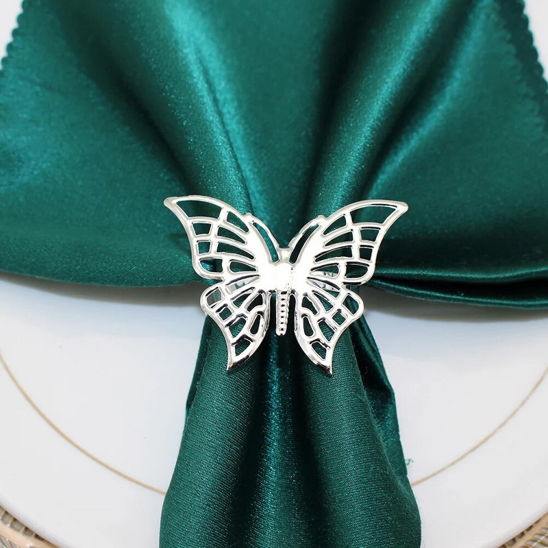 12Gb Sudraba salvešu gredzens tauriņš salvešu gredzenu turētāji kukaiņu salvešu gredzeni sprādze Pateicības Ziemassvētku galda dekorēšanai HWM99