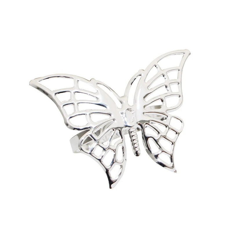 12Gb Sudraba salvešu gredzens tauriņš salvešu gredzenu turētāji kukaiņu salvešu gredzeni sprādze Pateicības Ziemassvētku galda dekorēšanai HWM99