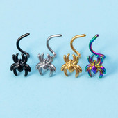1 gab. Spider Nose Studs Deguna pīrsings sievietēm vīriešiem Nerūsējošā tērauda skrūvējams nāsis gredzens Nariz Stud melns punk ķermeņa rotaslietas dāvana 20G