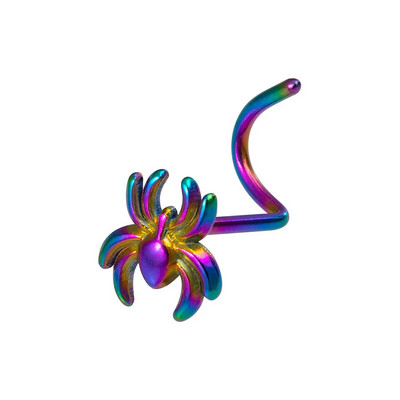 1 gab. Spider Nose Studs Deguna pīrsings sievietēm vīriešiem Nerūsējošā tērauda skrūvējams nāsis gredzens Nariz Stud melns punk ķermeņa rotaslietas dāvana 20G