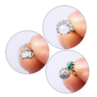 1PC Цирконова обица за уши, хрущял, елегантни обеци за уши Tragus Piercing за жени Helix Daith Ананасови мъниста Бижута за тяло 20G