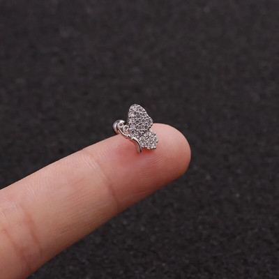 1Gb Ear Stud Circon Cartilag Auskars Eleganti Ausu gredzeni Tragus Pīrsings Sievietēm Helix Daith Ananāsu Pērlītes Ķermeņa Rotaslietas 20G