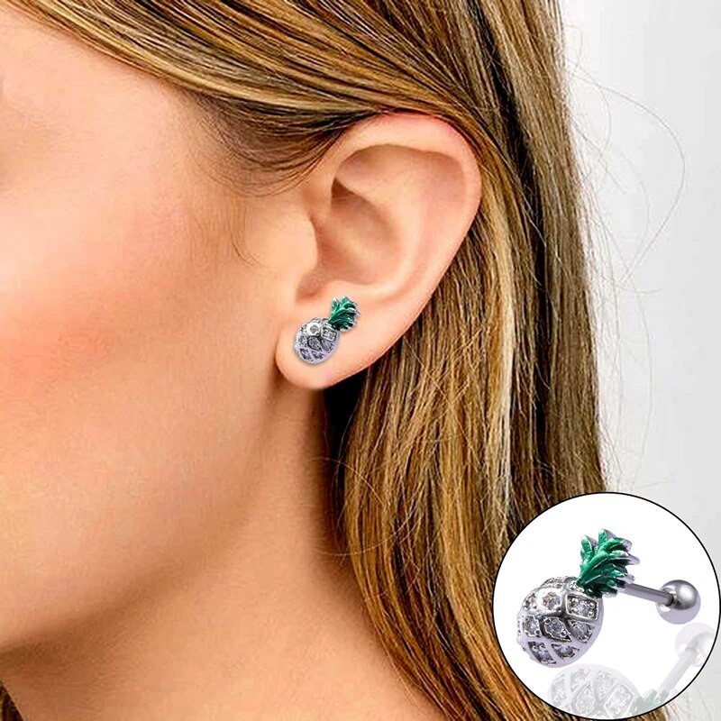 1Gb Ear Stud Circon Cartilag Auskars Eleganti Ausu gredzeni Tragus Pīrsings Sievietēm Helix Daith Ananāsu Pērlītes Ķermeņa Rotaslietas 20G