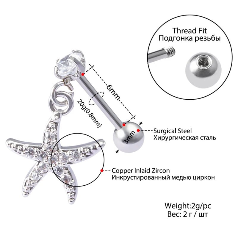 1Gb Ear Stud Circon Cartilag Auskars Eleganti Ausu gredzeni Tragus Pīrsings Sievietēm Helix Daith Ananāsu Pērlītes Ķermeņa Rotaslietas 20G