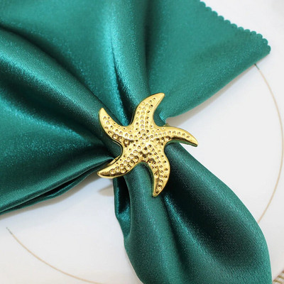 6Gb Zelta salvešu gredzeni Seahorse salvešu gredzenu turētāji ģimenes svētku vakariņām greznām banketu kāzu pusdienu galda dekorācijām