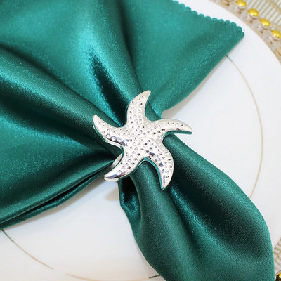 6Gb Zelta salvešu gredzeni Seahorse salvešu gredzenu turētāji ģimenes svētku vakariņām greznām banketu kāzu pusdienu galda dekorācijām