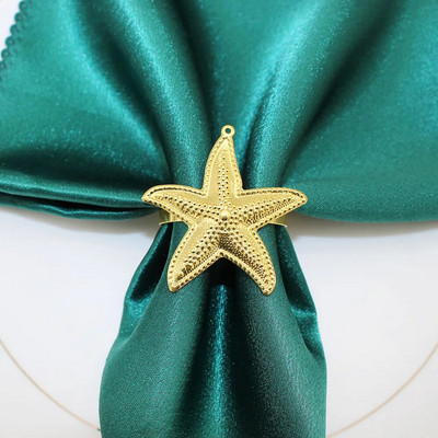 6Gb Zelta salvešu gredzeni Seahorse salvešu gredzenu turētāji ģimenes svētku vakariņām greznām banketu kāzu pusdienu galda dekorācijām