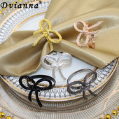 Δαχτυλίδια χαρτοπετσέτας με παπιγιόν 6 τμχ Μεταλλική χρυσή ασημένια θήκη χαρτοπετσέτας για τα Χριστούγεννα των Ευχαριστιών Διακοσμήσεις τραπεζιού για δείπνο γάμου HWM11