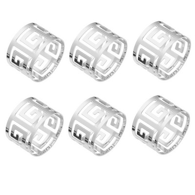 Δαχτυλίδια χαρτοπετσέτας με παπιγιόν 6 τμχ Μεταλλική χρυσή ασημένια θήκη χαρτοπετσέτας για τα Χριστούγεννα των Ευχαριστιών Διακοσμήσεις τραπεζιού για δείπνο γάμου HWM11