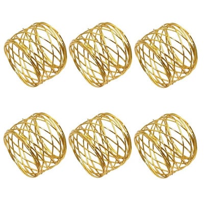 Δαχτυλίδια χαρτοπετσέτας με παπιγιόν 6 τμχ Μεταλλική χρυσή ασημένια θήκη χαρτοπετσέτας για τα Χριστούγεννα των Ευχαριστιών Διακοσμήσεις τραπεζιού για δείπνο γάμου HWM11