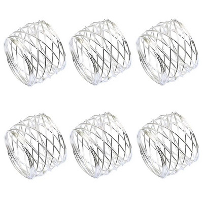 Δαχτυλίδια χαρτοπετσέτας με παπιγιόν 6 τμχ Μεταλλική χρυσή ασημένια θήκη χαρτοπετσέτας για τα Χριστούγεννα των Ευχαριστιών Διακοσμήσεις τραπεζιού για δείπνο γάμου HWM11