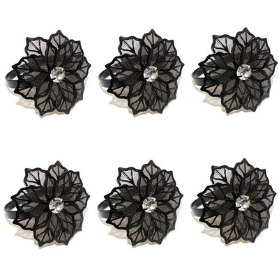 Δαχτυλίδια χαρτοπετσέτας με παπιγιόν 6 τμχ Μεταλλική χρυσή ασημένια θήκη χαρτοπετσέτας για τα Χριστούγεννα των Ευχαριστιών Διακοσμήσεις τραπεζιού για δείπνο γάμου HWM11