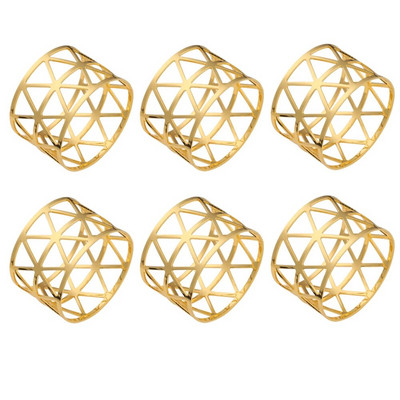 Δαχτυλίδια χαρτοπετσέτας με παπιγιόν 6 τμχ Μεταλλική χρυσή ασημένια θήκη χαρτοπετσέτας για τα Χριστούγεννα των Ευχαριστιών Διακοσμήσεις τραπεζιού για δείπνο γάμου HWM11