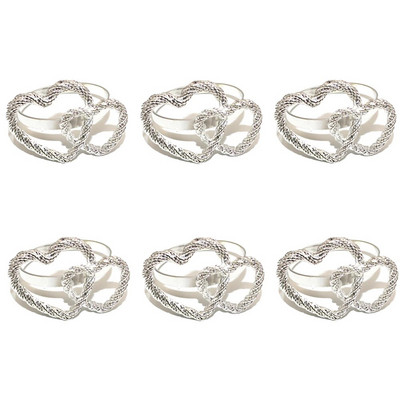 Δαχτυλίδια χαρτοπετσέτας με παπιγιόν 6 τμχ Μεταλλική χρυσή ασημένια θήκη χαρτοπετσέτας για τα Χριστούγεννα των Ευχαριστιών Διακοσμήσεις τραπεζιού για δείπνο γάμου HWM11