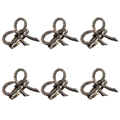 Δαχτυλίδια χαρτοπετσέτας με παπιγιόν 6 τμχ Μεταλλική χρυσή ασημένια θήκη χαρτοπετσέτας για τα Χριστούγεννα των Ευχαριστιών Διακοσμήσεις τραπεζιού για δείπνο γάμου HWM11