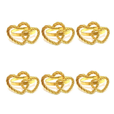 Δαχτυλίδια χαρτοπετσέτας με παπιγιόν 6 τμχ Μεταλλική χρυσή ασημένια θήκη χαρτοπετσέτας για τα Χριστούγεννα των Ευχαριστιών Διακοσμήσεις τραπεζιού για δείπνο γάμου HWM11