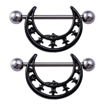 2GB Mēness un zvaigzne Krūšu gredzens Stienis Krūšu pīrsings Mamilo Sexy Women Krūšu vairogs Tērauds Modes Bubby Piercing Rotaslietas