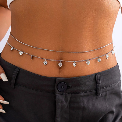 Salircon divatos ezüst színű kétrétegű finom kígyó lánc has derék lánc női szexi bikini nyári strand testékszerek