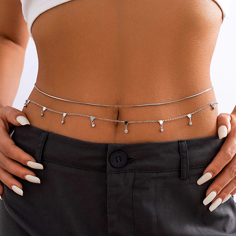 Salircon divatos ezüst színű kétrétegű finom kígyó lánc has derék lánc női szexi bikini nyári strand testékszerek