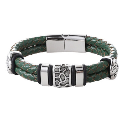 Nerūsējošā tērauda aksesuāri Divslāņu ādas rokassprādze Unisex rotaslietas retro rokassprādze 7 krāsu klasiska izskata dāvanai vīriešiem